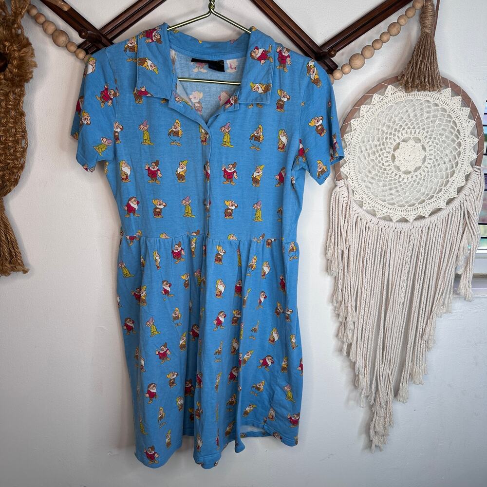 Disney Cakeworthy Snow White Seven Dwarves Print Shirt Dress